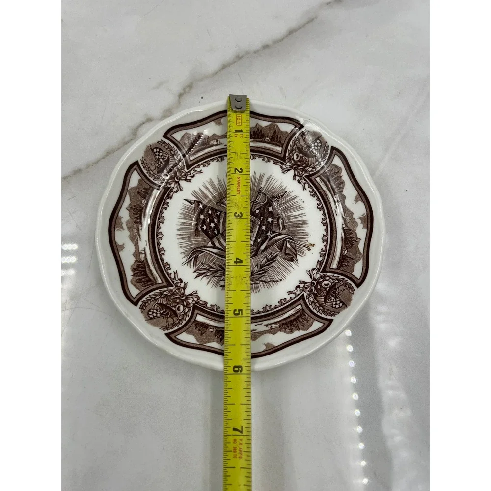 J&G Meakin Americana Style House Ironstone Saucers Brown Transferware Set of 2